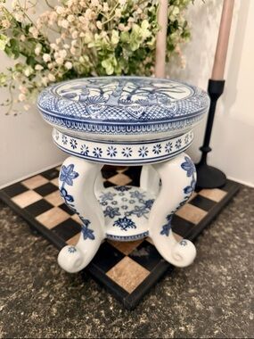 Vintage buam bros formalities cobalt blue and white plant pedestal riser